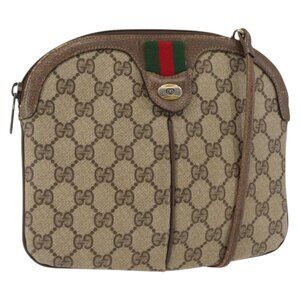 Authentic GUCCI GG Supreme Web Sherry Line Bag PVC Beige Gold 904 02 047